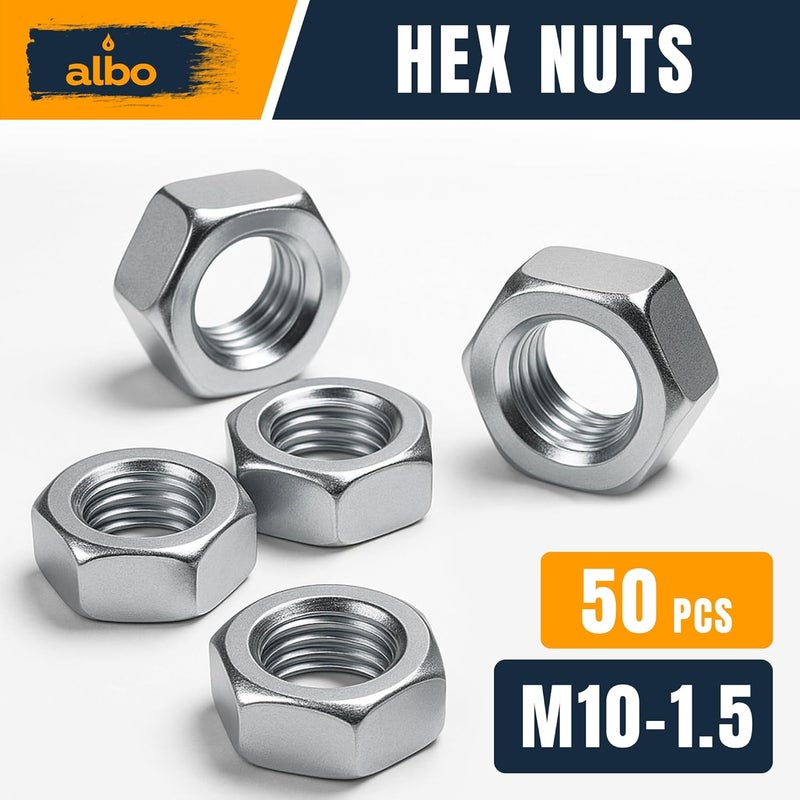 ALBO 50 PCS M10-1.5 Hex Nuts – Stainless Steel 304 Metric Nuts Set in Reusable Box – Hardware for Automotive & DIY – M10 Nuts, Metric Nut Assortment - Image 2